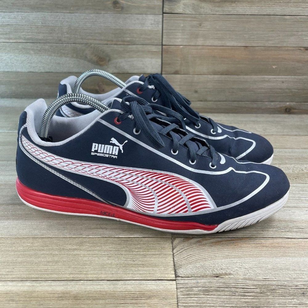 Puma Mens Speed Star Athletic Running Shoes Size 10.5 Black Red Suede Sneakers